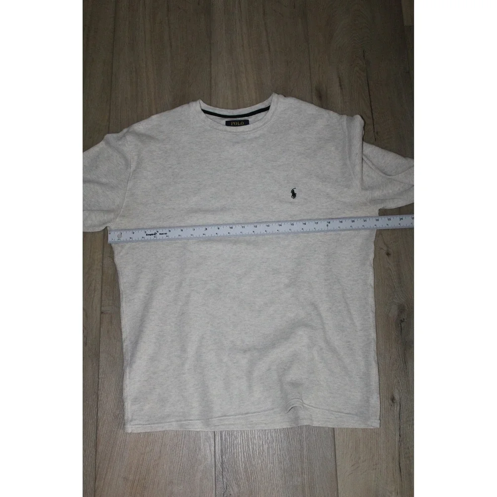 Polo Ralph Lauren Mens XL Waffle Knit Thermal Long Sleeve Shirt Oatmeal Grey
